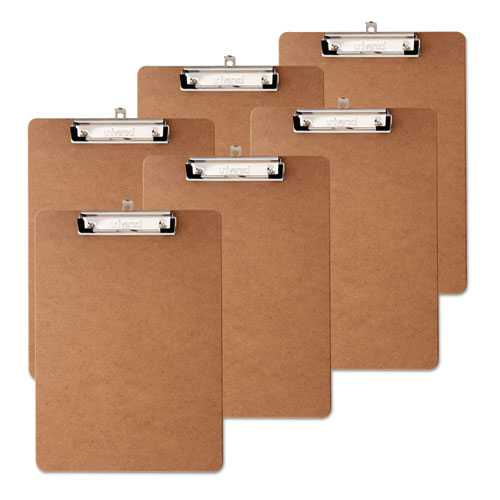 Hardboard Clipboard with Low-Profile Clip, 0.5" Clip Capacity, Holds 8.5 x 11 Sheets, Brown, 6/Pack. Picture 3