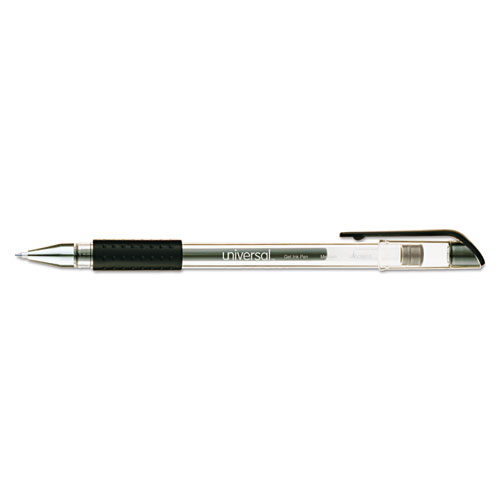 Comfort Grip Gel Pen, Stick, Medium 0.7 mm, Black Ink, Clear Barrel, Dozen. Picture 2