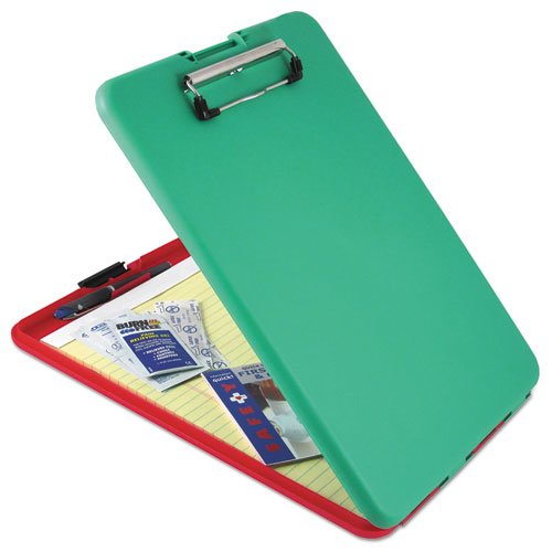 SlimMate Show2Know Safety Organizer, 0.5" Clip Capacity, Holds 8.5 x 11 Sheets, Red/Green. Picture 1