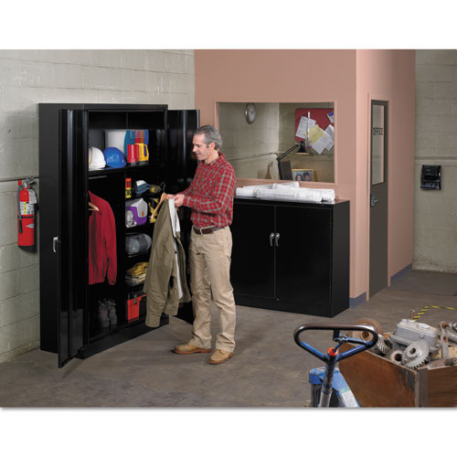 Jumbo Combination Steel Storage Cabinet, 48w x 24d x 78h, Black. Picture 2