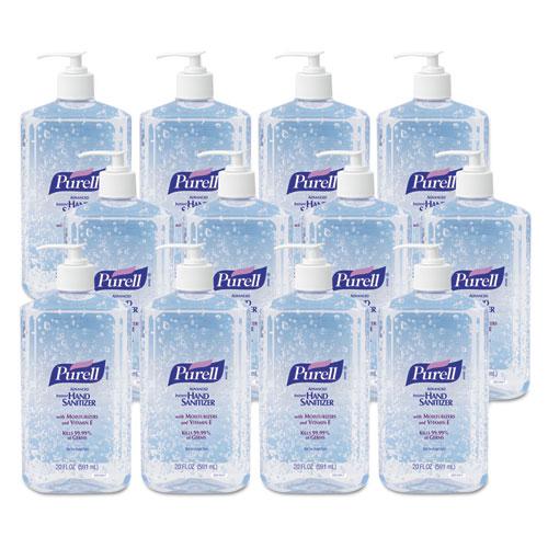 Advanced Hand Sanitizer Refreshing Gel, 20 oz Pump Bottle, Clean Scent, 12/Carton. Picture 3