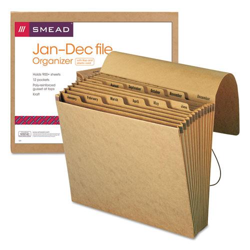 Indexed Expanding Kraft Files, 12 Sections, Elastic Cord Closure, 1/12-Cut Tabs, Letter Size, Kraft. Picture 2