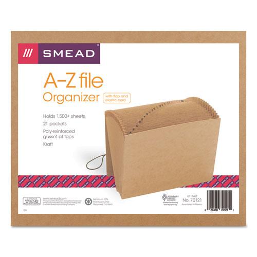 Indexed Expanding Kraft Files, 21 Sections, Elastic Cord Closure, 1/21-Cut Tabs, Letter Size, Kraft. Picture 1