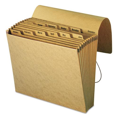 Indexed Expanding Kraft Files, 12 Sections, Elastic Cord Closure, 1/12-Cut Tabs, Letter Size, Kraft. Picture 3