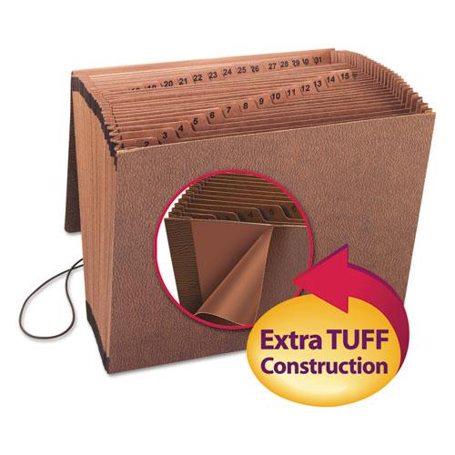 TUFF Expanding Wallet, 31 Sections, Elastic Cord Closure, 1/15-Cut Tabs, Letter Size, Redrope. Picture 2