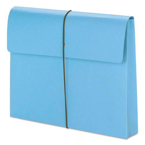 Expanding Wallet w/ Elastic Cord, 2" Expansion, 1 Section, Letter Size, Blue, 10/Box. Picture 1