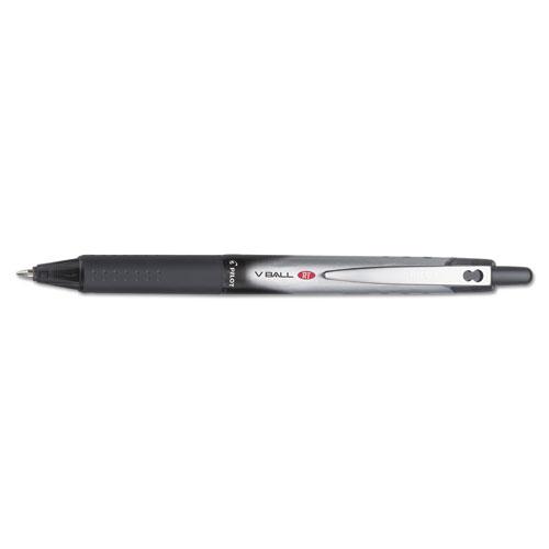 VBall RT Liquid Ink Roller Ball Pen, Retractable, Fine 0.7 mm, Black Ink, Black/White Barrel. Picture 3