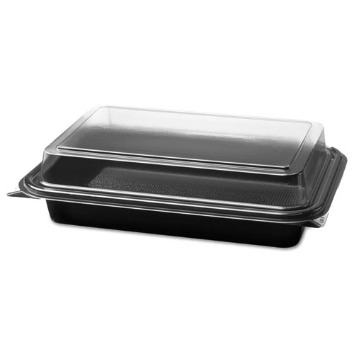 Carryout Hinged Plastic Deli Boxes, 6.2 x 8.7 x 2.2, Black/Clear, 200/Carton. Picture 1