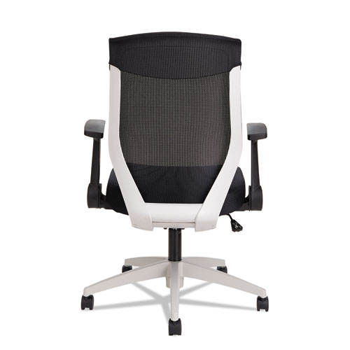 Alera EB-K Series Synchro Mid-Back Flip-Arm Mesh Chair, Supports 275lb, 18.5“ to 22.04" Seat, Black Seat/Back, Cool Gray Base. Picture 4