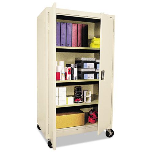 Assembled Mobile Storage Cabinet, with Adjustable Shelves 36w x 24d x 66h, Putty. Picture 2