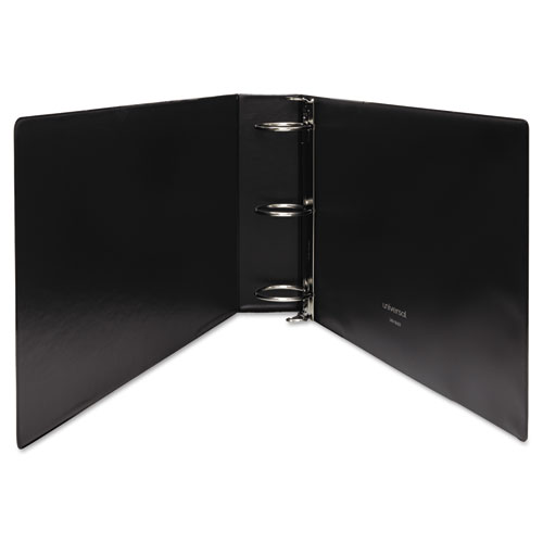 Ledger-Size Round Ring Binder with Label Holder, 3 Rings, 3" Capacity, 11 x 17, Black. Picture 3