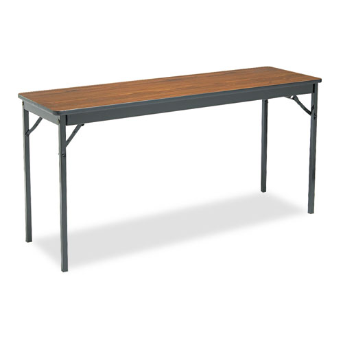 Special Size Folding Table, Rectangular, 60w x 18d x 30h, Walnut/Black. Picture 1