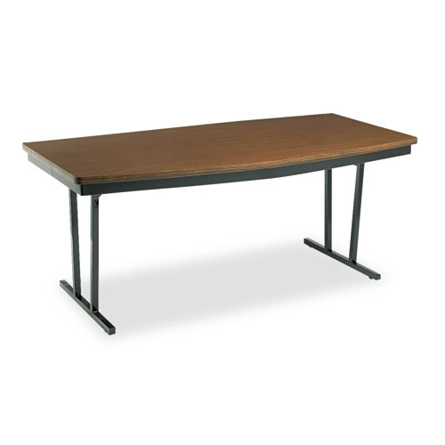 Economy Conference Folding Table, Boat, 72w x 36d x 30h, Walnut/Black. Picture 1