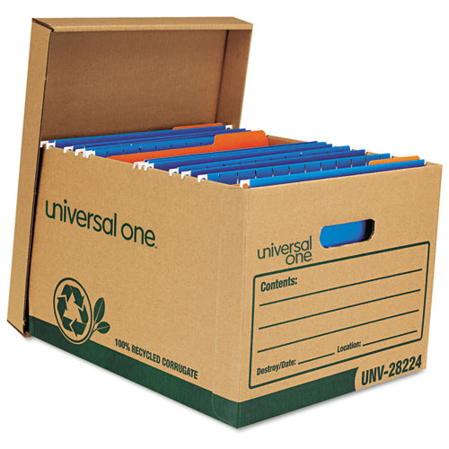 Recycled Heavy-Duty Record Storage Box, Letter/Legal Files, Kraft/Green, 12/Carton. Picture 2