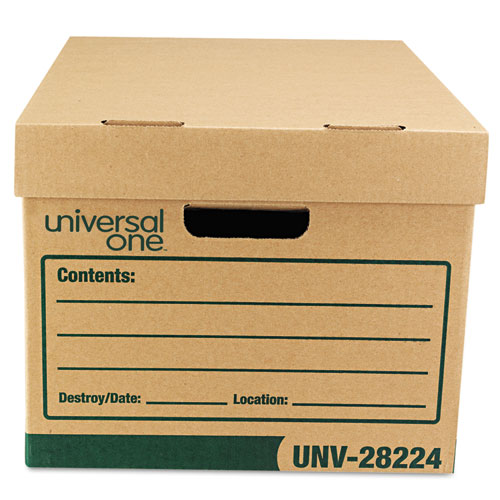 Recycled Heavy-Duty Record Storage Box, Letter/Legal Files, Kraft/Green, 12/Carton. Picture 4