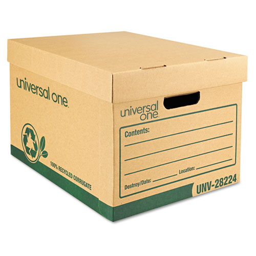 Recycled Heavy-Duty Record Storage Box, Letter/Legal Files, Kraft/Green, 12/Carton. Picture 5