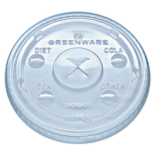 Greenware Cold Drink Lids, Fits 9 oz Old Fashioned Cups, 12 oz Squat Cups, 20 oz Cups Clear, 1,000/Carton. Picture 1