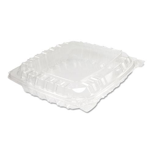 ClearSeal Hinged-Lid Plastic Containers, 8.31 x 8.31 x 2, Clear, Plastic, 125/Bag, 2 Bags/Carton. Picture 1