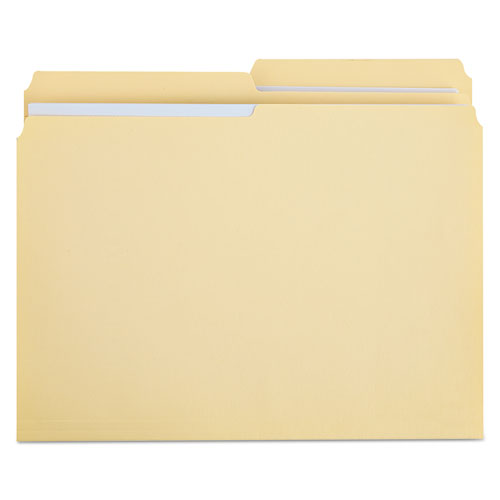 Double-Ply Top Tab Manila File Folders, 1/2-Cut Tabs: Assorted, Letter Size, 0.75" Expansion, Manila, 100/Box. Picture 1