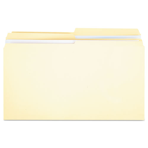 Double-Ply Top Tab Manila File Folders, 1/2-Cut Tabs: Assorted, Legal Size, 0.75" Expansion, Manila, 100/Box. The main picture.