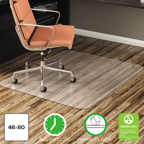 EconoMat All Day Use Chair Mat for Hard Floors, 46 x 60, Rectangular, Clear. Picture 1