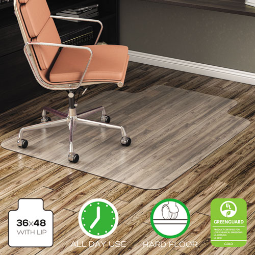 EconoMat All Day Use Chair Mat for Hard Floors, Flat Packed, 36 x 48, Lipped, Clear. Picture 1