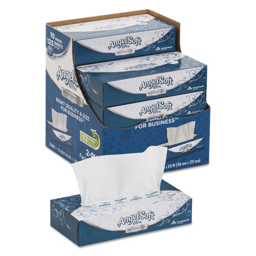 ps Ultra Facial Tissue, 2-Ply, White, 125 Sheets/Box, 10 Boxes/Carton. Picture 1