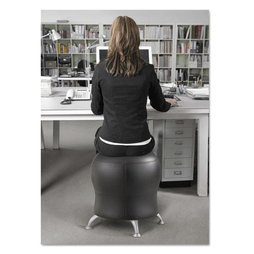 Zenergy Ball Chair, Backless, Supports Up to 250 lb, Black Vinyl Seat, Silver Base. Picture 2