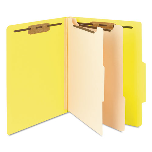 Colored Top Tab Classification Folders, 2 Dividers, Letter Size, Yellow, 10/Box. Picture 3