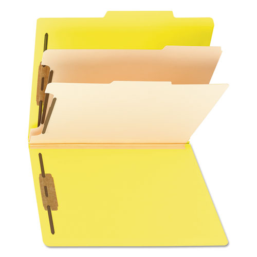 Colored Top Tab Classification Folders, 2 Dividers, Letter Size, Yellow, 10/Box. Picture 5