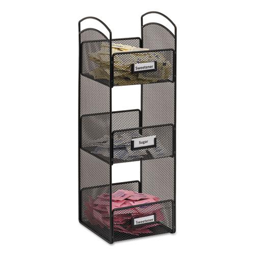 Onyx Breakroom Organizers, 3 Compartments, 6 x 6 x 18, Steel Mesh, Black. Picture 1