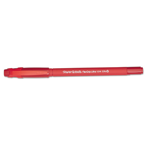 FlexGrip Ultra Recycled Ballpoint Pen, Stick, Medium 1 mm, Red Ink, Red Barrel, Dozen. Picture 3