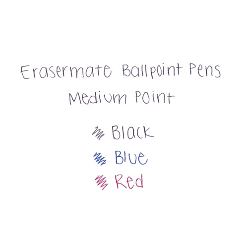 Eraser Mate Ballpoint Pen, Stick, Medium 1 mm, Red Ink, Red Barrel, Dozen. Picture 4