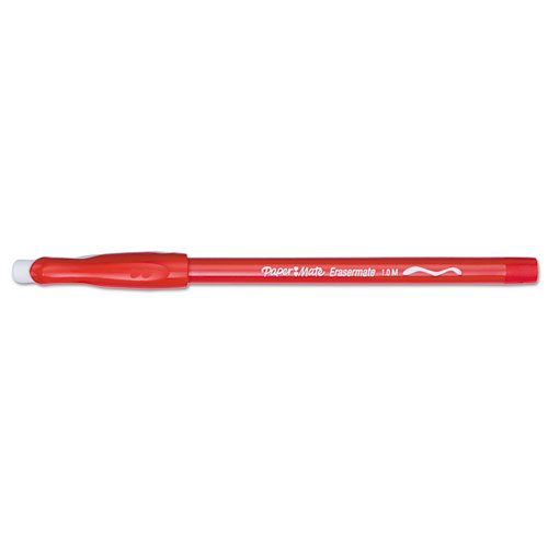 Eraser Mate Ballpoint Pen, Stick, Medium 1 mm, Red Ink, Red Barrel, Dozen. Picture 1