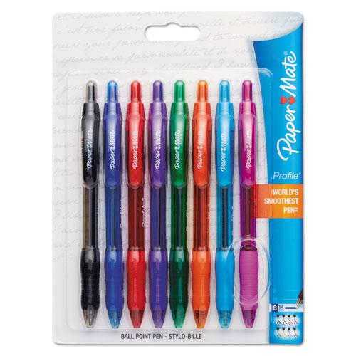 Profile Ballpoint Pen, Retractable, Bold 1.4 mm, Assorted Ink and Barrel Colors, 8/Pack. Picture 2