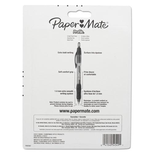 Profile Ballpoint Pen, Retractable, Bold 1.4 mm, Assorted Ink and Barrel Colors, 8/Pack. Picture 5