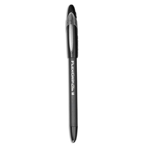 FlexGrip Elite Ballpoint Pen, Stick, Medium 1 mm, Black Ink, Black Barrel, Dozen. Picture 1