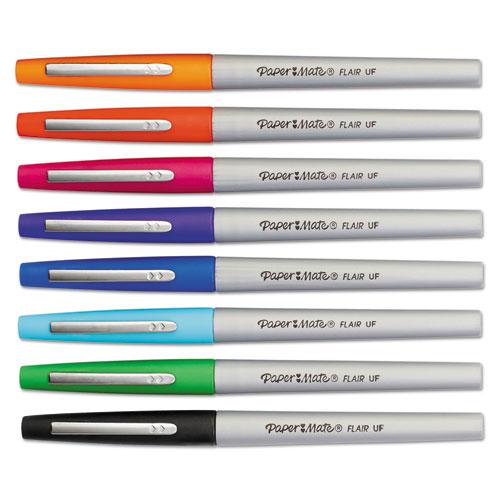 Flair Felt Tip Porous Point Pen, Stick, Extra-Fine 0.4 mm, Assorted Ink and Barrel Colors, 8/Pack. Picture 1