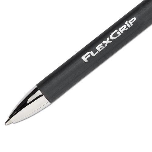 FlexGrip Elite Ballpoint Pen, Retractable, Fine 0.8 mm, Black Ink, Black Barrel, Dozen. Picture 3