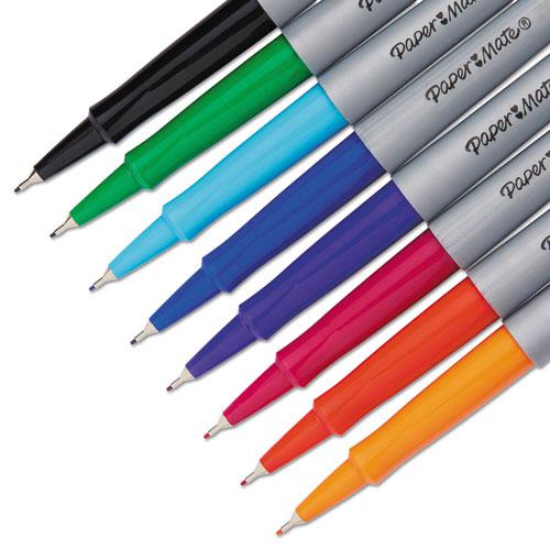 Flair Felt Tip Porous Point Pen, Stick, Extra-Fine 0.4 mm, Assorted Ink and Barrel Colors, 8/Pack. Picture 3