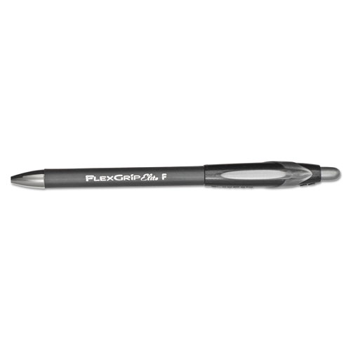 FlexGrip Elite Ballpoint Pen, Retractable, Fine 0.8 mm, Black Ink, Black Barrel, Dozen. Picture 1