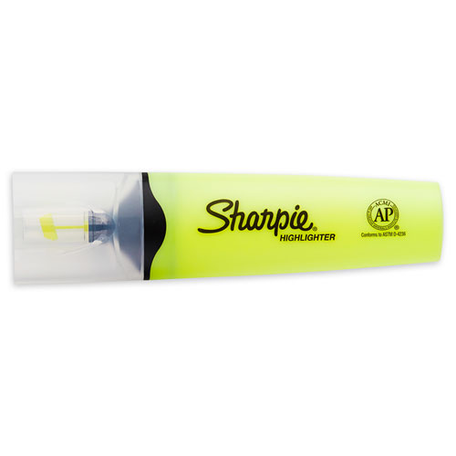 Clearview Tank-Style Highlighter, Fluorescent Yellow Ink, Chisel Tip, Yellow/Black/Clear Barrel, Dozen. Picture 1