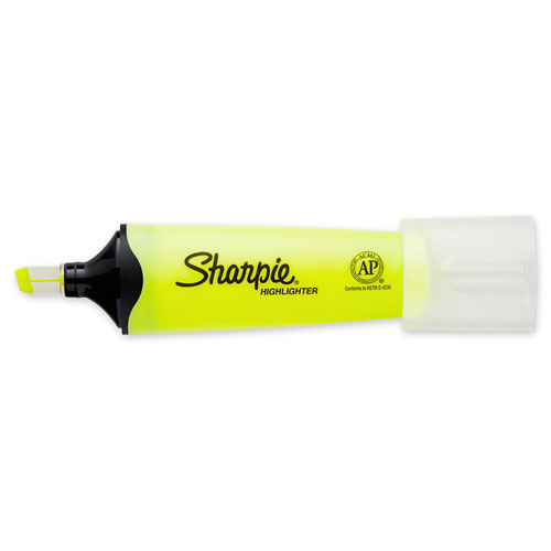 Clearview Tank-Style Highlighter, Fluorescent Yellow Ink, Chisel Tip, Yellow/Black/Clear Barrel, Dozen. Picture 3