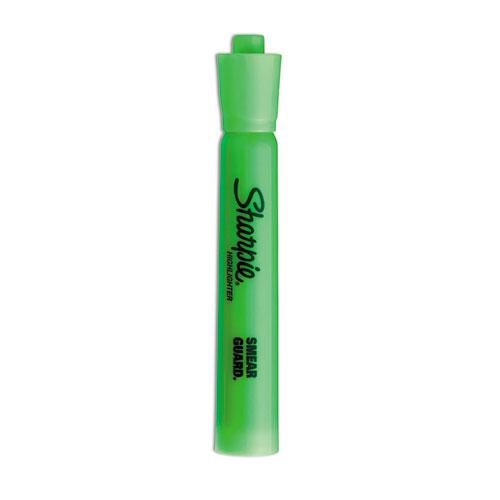 Tank Style Highlighters, Fluorescent Green Ink, Chisel Tip, Green Barrel, Dozen. Picture 1