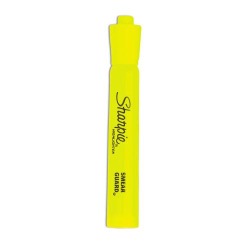 Tank Style Highlighters, Fluorescent Yellow Ink, Chisel Tip, Yellow Barrel, Dozen. Picture 1