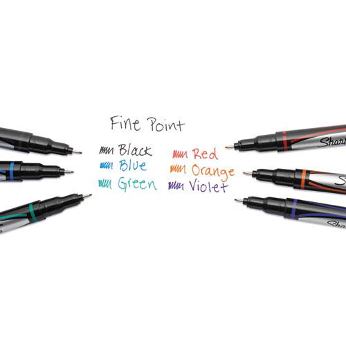 Water-Resistant Ink Porous Point Pen, Stick, Fine 0.4 mm, Blue Ink, Black/Gray/Blue Barrel, Dozen. Picture 5