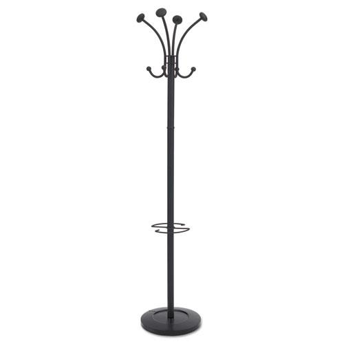 Viena Coat Stand, Eight Knobs, Steel, 16w x 16d x 70.5h, Black. Picture 1