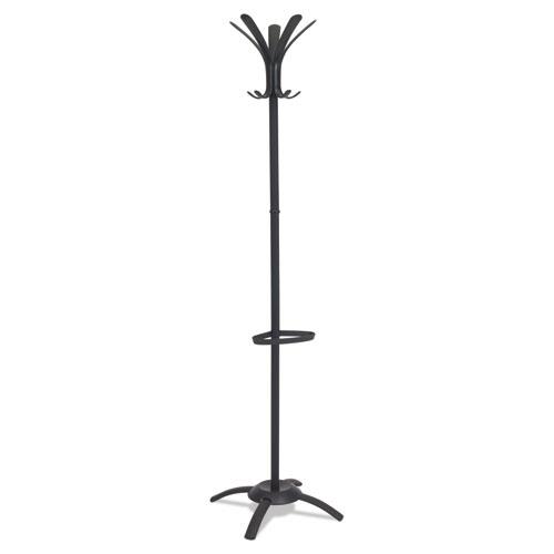 CLEO Coat Stand, Stand Alone Rack, Ten Knobs, Steel/Plastic, 19.75w x 19.75d x 68.9h, Black. Picture 1