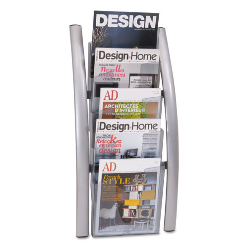Wall Literature Display, 13w x 3 1/2d x 28 1/2h, Silver Gray/Transluscent. Picture 1
