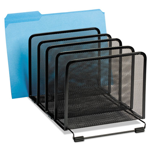 Mesh Stacking Sorter, 5 Sections, Letter to Legal Size Files, 8.25" x 14.38" x 7.88", Black. Picture 2